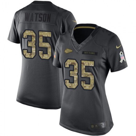 Nike Chiefs #35 Jaylen Watson Black Women's Stitched NFL Limited 2016 Salute to Service Jersey