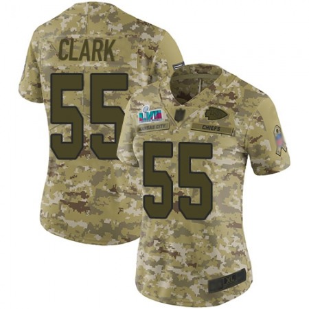 Nike Chiefs #55 Frank Clark Camo Super Bowl LVII Patch Women's Stitched NFL Limited 2018 Salute To Service Jersey