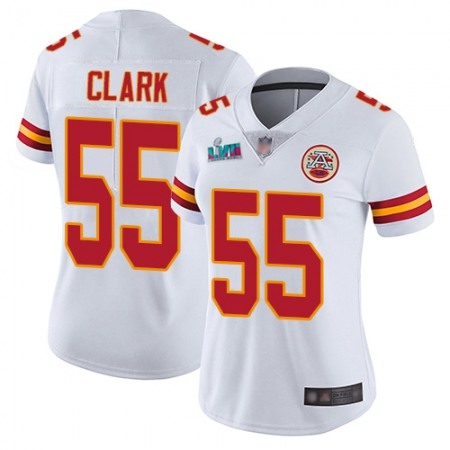Nike Chiefs #55 Frank Clark White Super Bowl LVII Patch Women's Stitched NFL Vapor Untouchable Limited Jersey