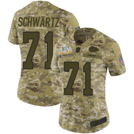 Nike Chiefs #71 Mitchell Schwartz Camo Women's Super Bowl LV Bound Stitched NFL Limited 2018 Salute To Service Jersey