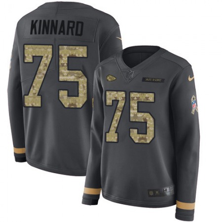Nike Chiefs #75 Darian Kinnard Anthracite Salute to Service Women's Stitched NFL Limited Therma Long Sleeve Jersey