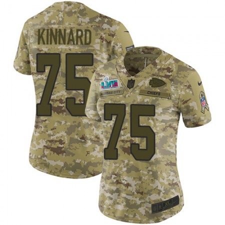 Nike Chiefs #75 Darian Kinnard Camo Super Bowl LVII Patch Women's Stitched NFL Limited 2018 Salute to Service Jersey
