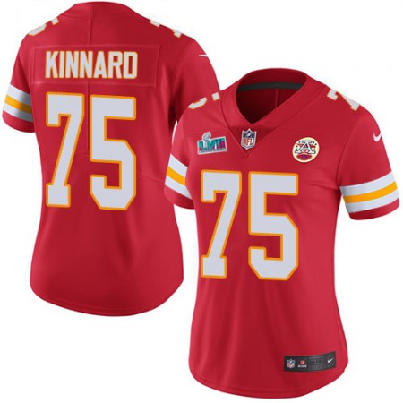 Nike Chiefs #75 Darian Kinnard Red Team Color Super Bowl LVII Patch Women's Stitched NFL Vapor Untouchable Limited Jersey