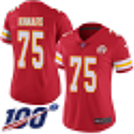 Nike Chiefs #75 Darian Kinnard Red Team Color Women's Stitched NFL 100th Season Vapor Limited Jersey