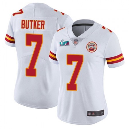 Nike Chiefs #7 Harrison Butker White Super Bowl LVII Patch Women's Stitched NFL Vapor Untouchable Limited Jersey