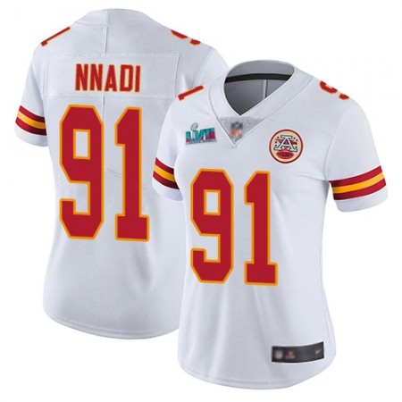 Nike Chiefs #91 Derrick Nnadi White Super Bowl LVII Patch Women's Stitched NFL Vapor Untouchable Limited Jersey