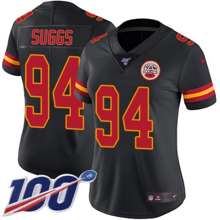 Nike Chiefs #94 Terrell Suggs Black Women's Stitched NFL Limited Rush 100th Season Jersey