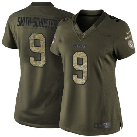 Nike Chiefs #9 JuJu Smith-Schuster Green Women's Stitched NFL Limited 2015 Salute to Service Jersey