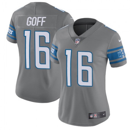 Detroit Lions #16 Jared Goff Gray Women's Stitched NFL Limited Rush Jersey