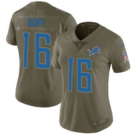 Detroit Lions #16 Jared Goff Olive Women's Stitched NFL Limited 2017 Salute To Service Jersey