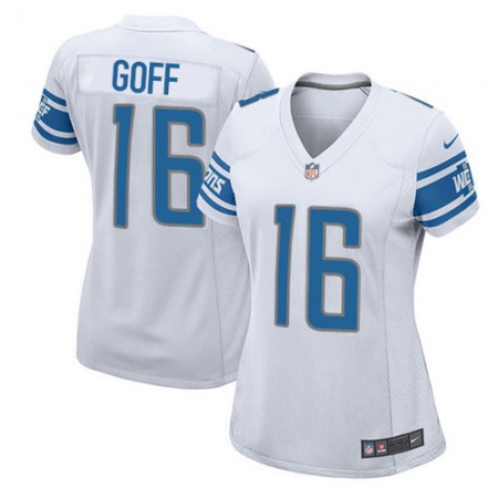 Detroit Lions #16 Jared Goff White Women's Stitched NFL Elite Jersey
