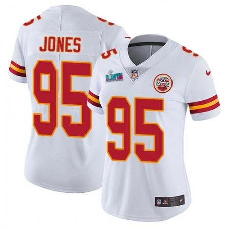 Nike Chiefs #95 Chris Jones White Super Bowl LVII Patch Women's Stitched NFL Vapor Untouchable Limited Jersey