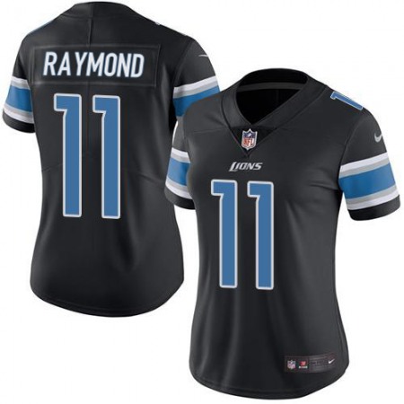 Nike Lions #11 Kalif Raymond Black Women's Stitched NFL Limited Rush Jersey