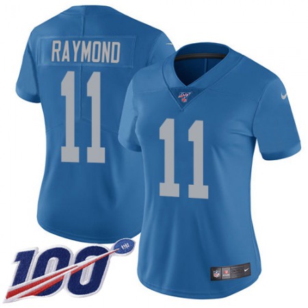 Nike Lions #11 Kalif Raymond Blue Throwback Women's Stitched NFL 100th Season Vapor Untouchable Limited Jersey