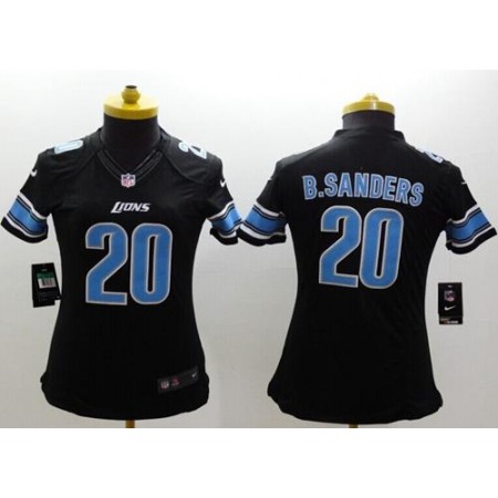 Nike Lions #20 Barry Sanders Black Alternate Women's Stitched NFL Limited Jersey