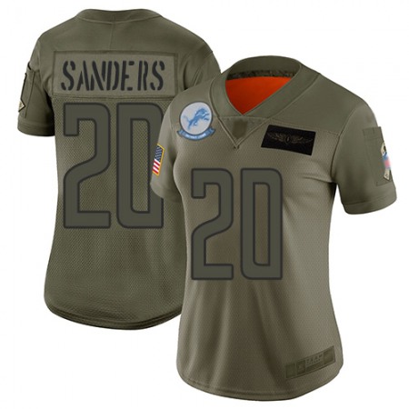 Nike Lions #20 Barry Sanders Camo Women's Stitched NFL Limited 2019 Salute to Service Jersey
