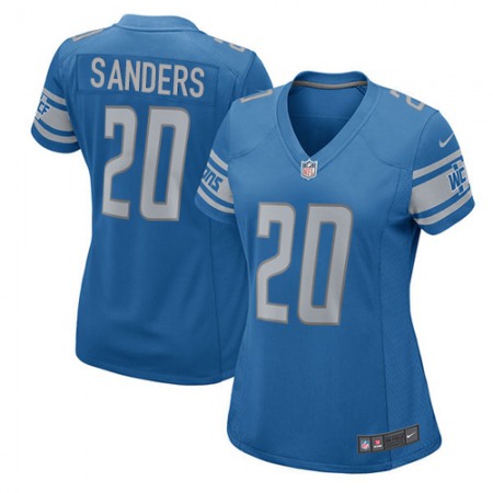 Nike Lions #20 Barry Sanders Light Blue Team Color Women's Stitched NFL Elite Jersey