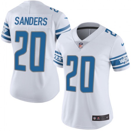 Nike Lions #20 Barry Sanders White Women's Stitched NFL Vapor Untouchable Limited Jersey