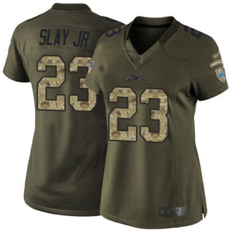 Nike Lions #23 Darius Slay Jr Green Women's Stitched NFL Limited 2015 Salute to Service Jersey