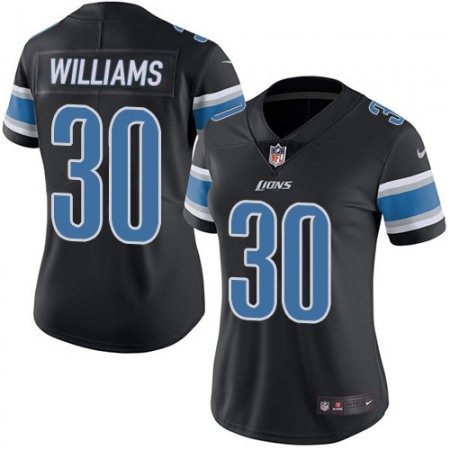 Nike Lions #30 Jamaal Williams Black Women's Stitched NFL Limited Rush Jersey
