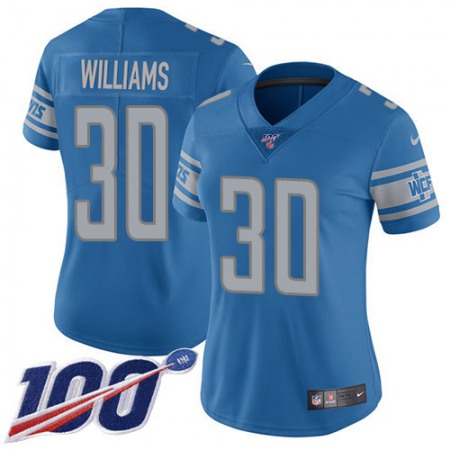 Nike Lions #30 Jamaal Williams Blue Team Color Women's Stitched NFL 100th Season Vapor Untouchable Limited Jersey