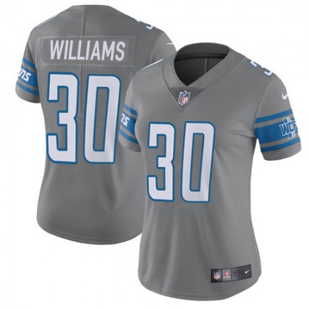 Nike Lions #30 Jamaal Williams Gray Women's Stitched NFL Limited Rush Jersey
