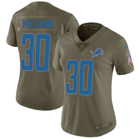 Nike Lions #30 Jamaal Williams Olive Women's Stitched NFL Limited 2017 Salute To Service Jersey