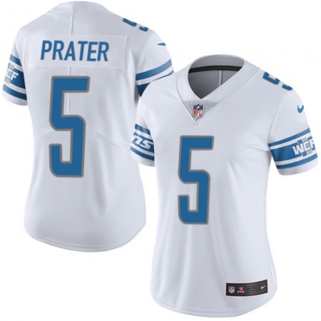 Nike Lions #5 Matt Prater White Women's Stitched NFL Vapor Untouchable Limited Jersey