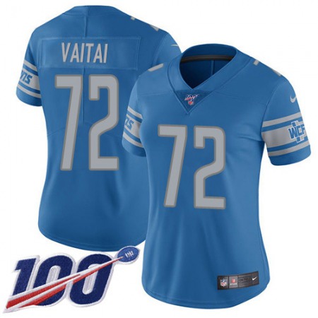 Nike Lions #72 Halapoulivaati Vaitai Blue Team Color Women's Stitched NFL 100th Season Vapor Untouchable Limited Jersey