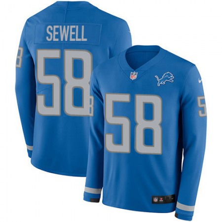 Detroit Lions #58 Penei Sewell Blue Team Color Youth Stitched NFL Limited Therma Long Sleeve Jersey