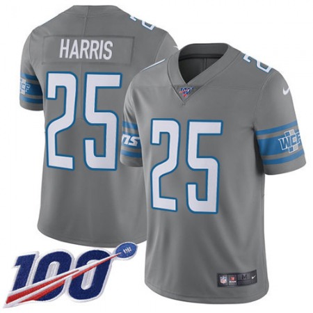 Nike Lions #25 Will Harris Gray Youth Stitched NFL Limited Rush 100th Season Jersey