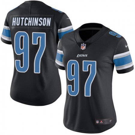 Nike Lions #97 Aidan Hutchinson Black Women's Stitched NFL Limited Rush Jersey
