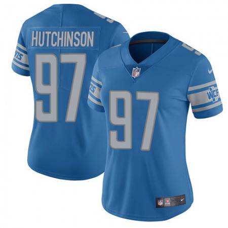 Nike Lions #97 Aidan Hutchinson Blue Team Color Women's Stitched NFL Vapor Untouchable Limited Jersey
