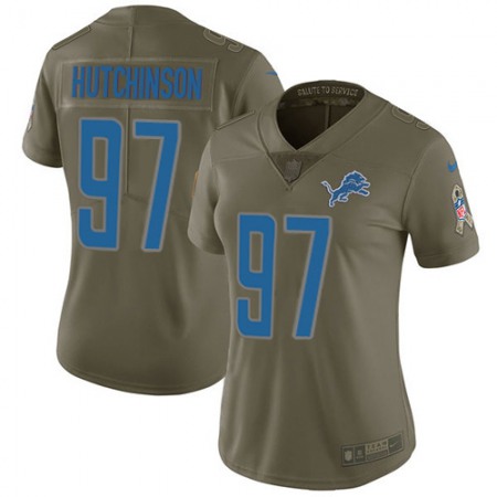 Nike Lions #97 Aidan Hutchinson Olive Women's Stitched NFL Limited 2017 Salute To Service Jersey
