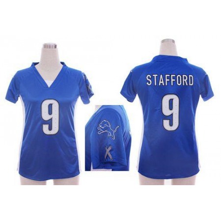 Nike Lions #9 Matthew Stafford Light Blue Team Color Draft Him Name & Number Top Women's Stitched NFL Elite Jersey