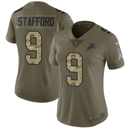 Nike Lions #9 Matthew Stafford Olive/Camo Women's Stitched NFL Limited 2017 Salute to Service Jersey