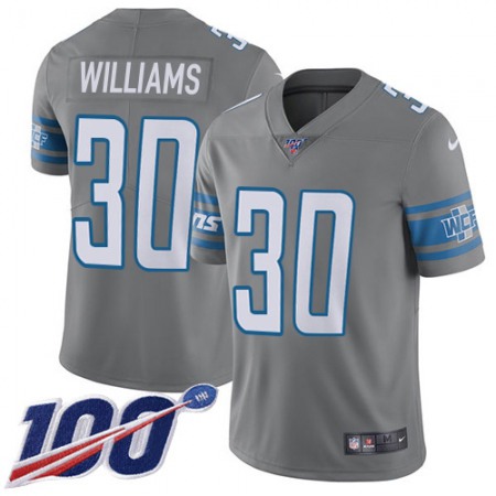 Nike Lions #30 Jamaal Williams Gray Youth Stitched NFL Limited Rush 100th Season Jersey