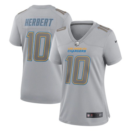 Los Angeles Chargers #10 Justin Herbert Nike Women's Gray Atmosphere Fashion Game Jersey
