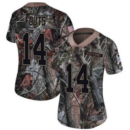 Nike Chargers #14 Dan Fouts Camo Women's Stitched NFL Limited Rush Realtree Jersey