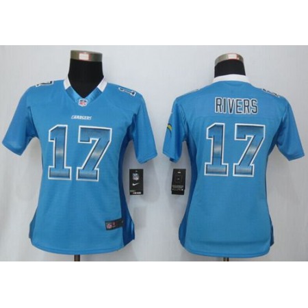 Nike Chargers #17 Philip Rivers Electric Blue Alternate Women's Stitched NFL Elite Strobe Jersey