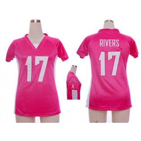 Nike Chargers #17 Philip Rivers Pink Draft Him Name & Number Top Women's Stitched NFL Elite Jersey