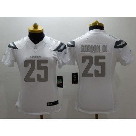 Nike Chargers #25 Melvin Gordon III White Women's Stitched NFL Limited Platinum Jersey