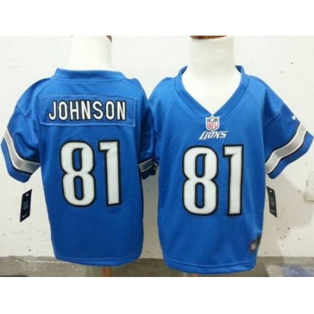 Toddler Nike Lions #81 Calvin Johnson Blue Team Color Stitched NFL Elite Jersey