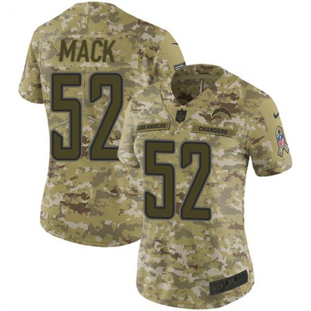 Nike Chargers #52 Khalil Mack Camo Women's Stitched NFL Limited 2018 Salute To Service Jersey