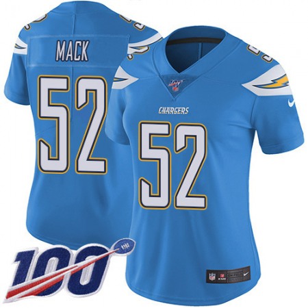 Nike Chargers #52 Khalil Mack Electric Blue Alternate Women's Stitched NFL 100th Season Vapor Untouchable Limited Jersey