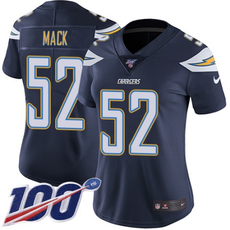 Nike Chargers #52 Khalil Mack Navy Blue Team Color Women's Stitched NFL 100th Season Vapor Untouchable Limited Jersey