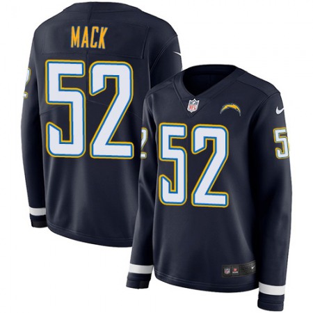 Nike Chargers #52 Khalil Mack Navy Blue Team Color Women's Stitched NFL Limited Therma Long Sleeve Jersey