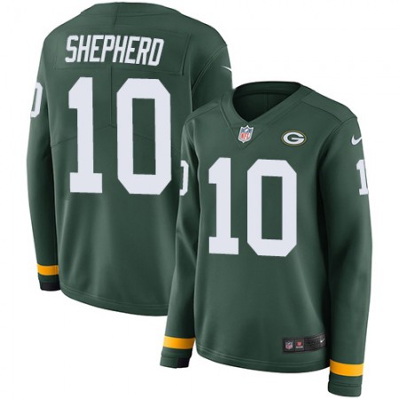 Nike Packers #10 Darrius Shepherd Green Team Color Women's Stitched NFL Limited Therma Long Sleeve Jersey