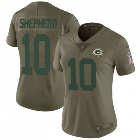Nike Packers #10 Darrius Shepherd Olive Women's Stitched NFL Limited 2017 Salute To Service Jersey