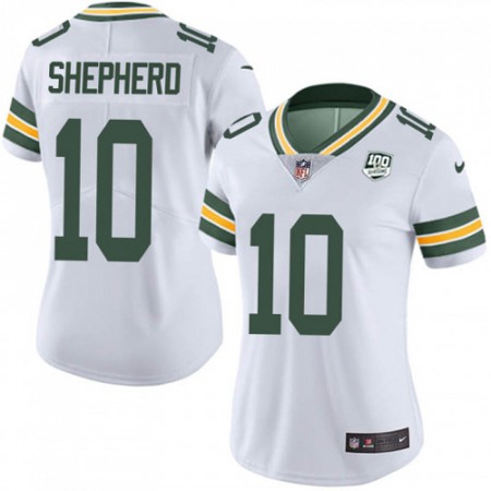 Nike Packers #10 Darrius Shepherd White Women's 100th Season Stitched NFL Vapor Untouchable Limited Jersey